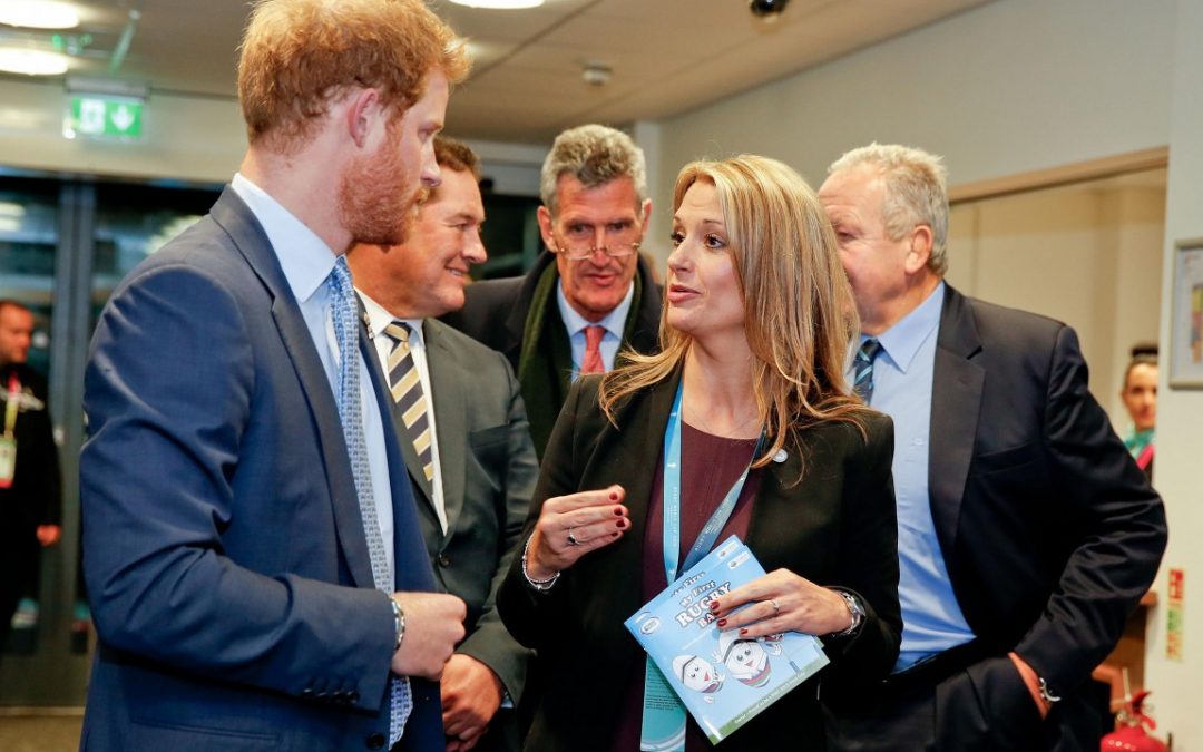 HRH Prince Harry prior to the Namibia vs. Georgia game at the home of Exeter Chiefs