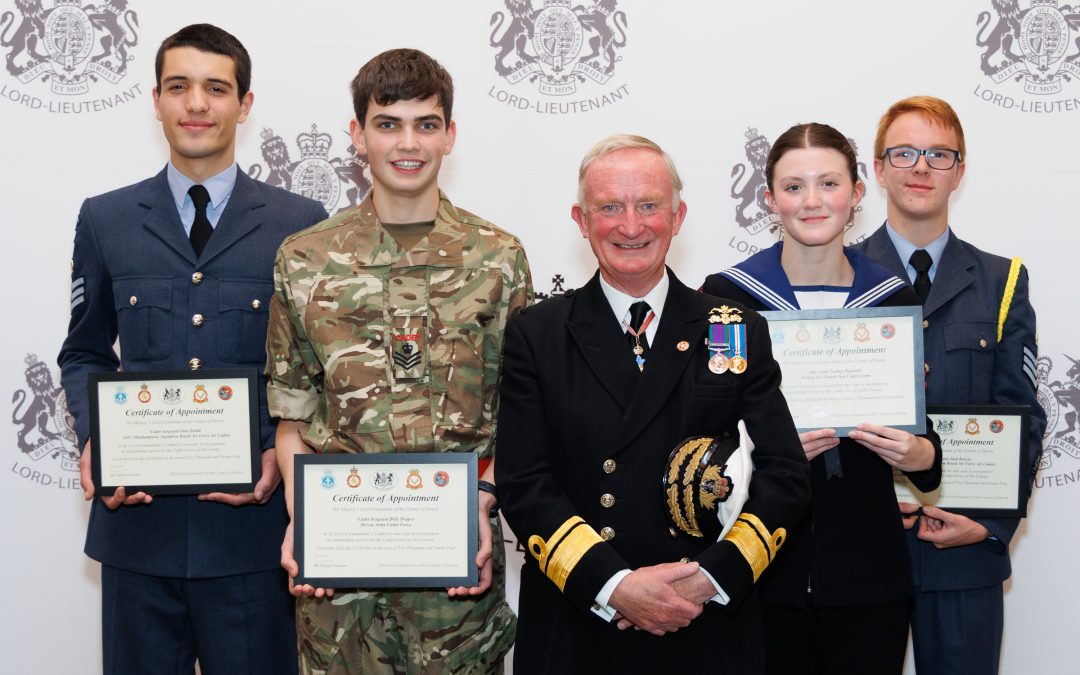 The Vice Lord Lieutenant of Devon Invests Four New Lord Lieutenant Cadets